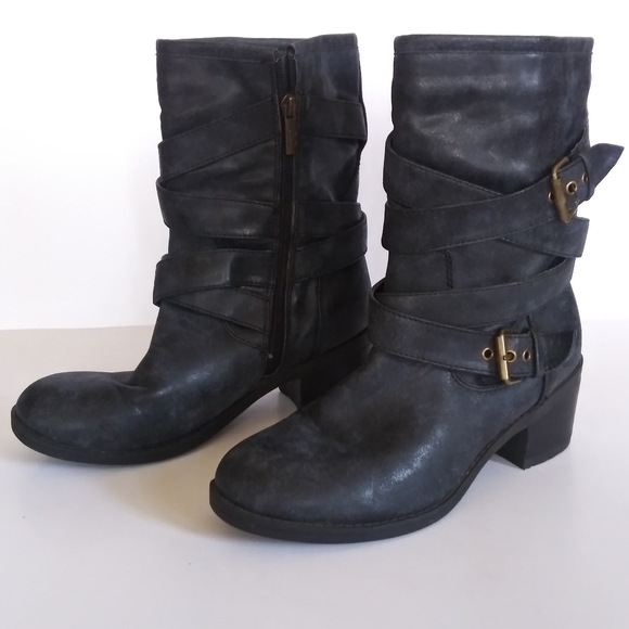 G.C. shoes "rudy" cowboy/moto boot w/stacked heel - Picture 7 of 8
